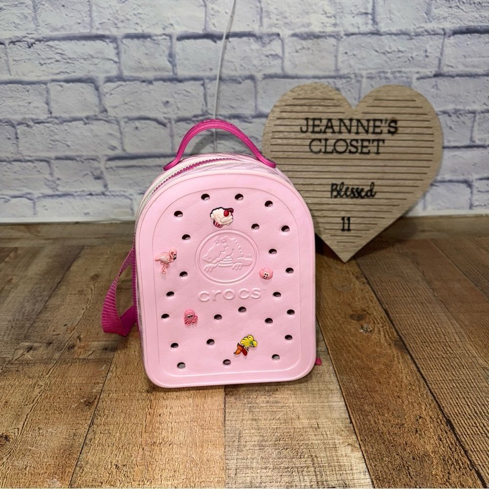 Baby Pink Crocs Backpack with pink straps